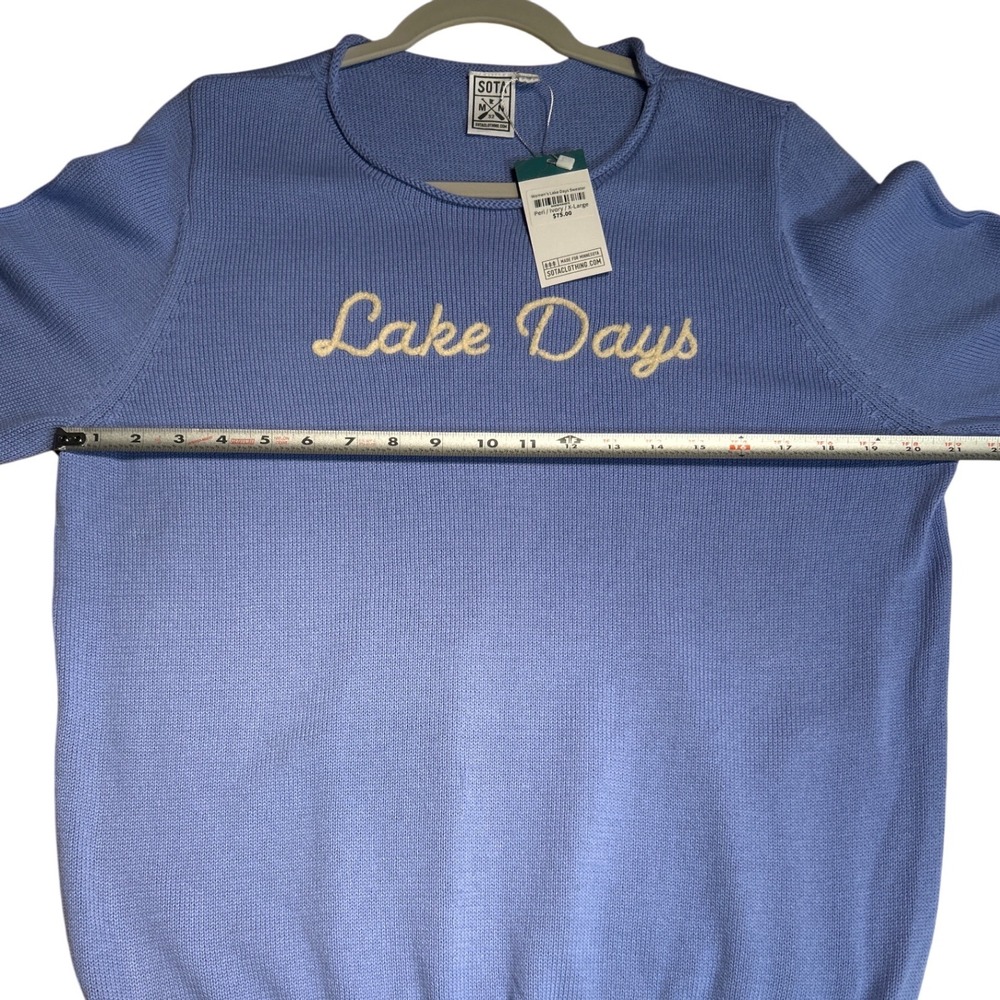 Sota Clothing Lake Days Embroidered Sweater Peri Blue Ivory XL Retail $78 NWT - Picture 10 of 11